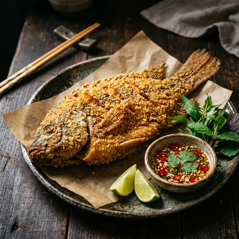 Mâm cơm Cá rô phi chiên xù canh rau ngót thịt băm