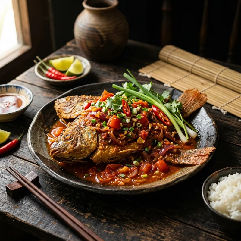 Mâm cơm Cá sốt cà chua canh khoai mỡ