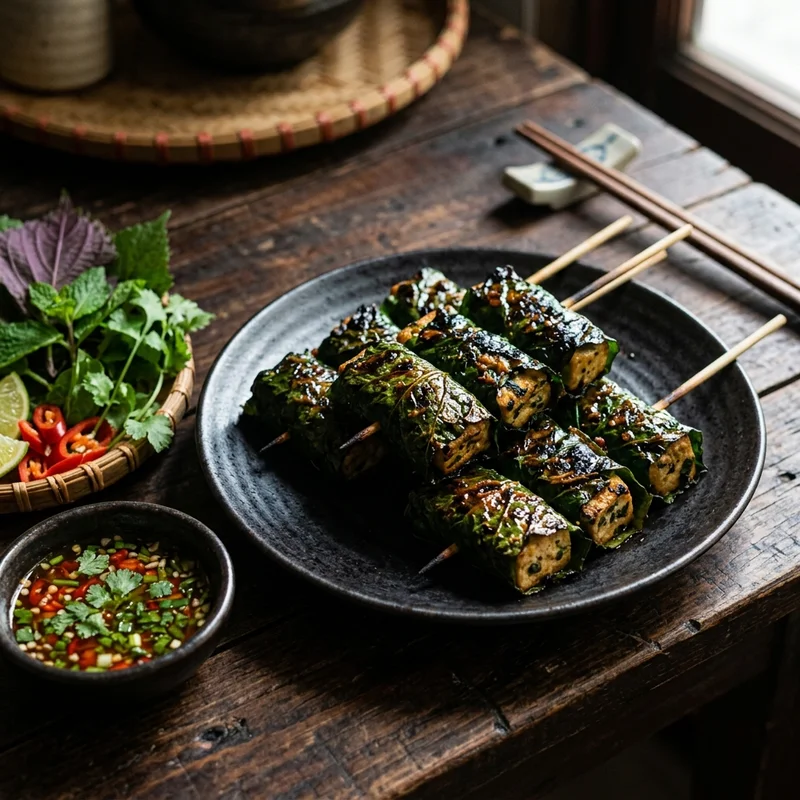Mâm cơm Đậu phụ nướng lá lốt canh cá nấu ngót