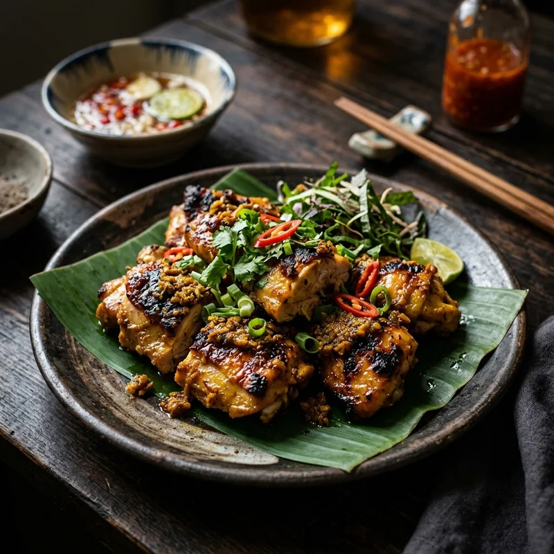 Mâm cơm Gà nướng riềng mẻ canh cải bó xôi thịt băm