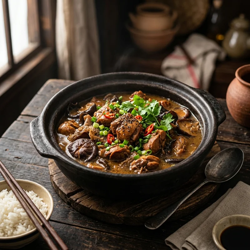 Mâm cơm Gà om nấm canh cua rau đay