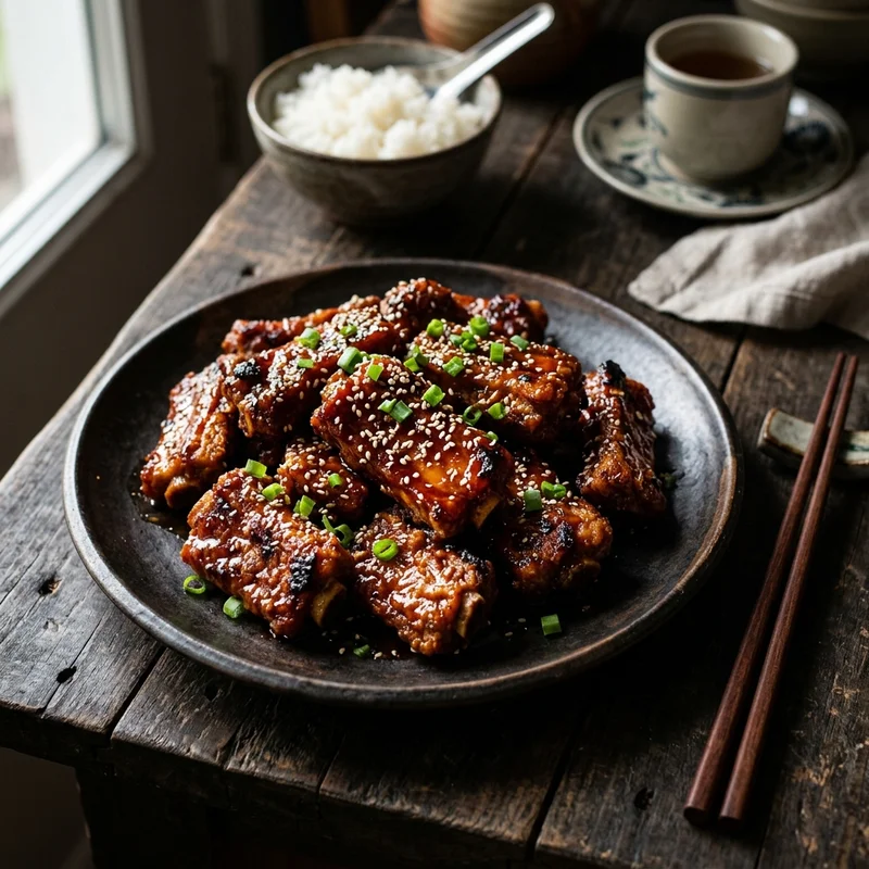 Mâm cơm Sườn chay rim mặn ngọt canh khoai mỡ