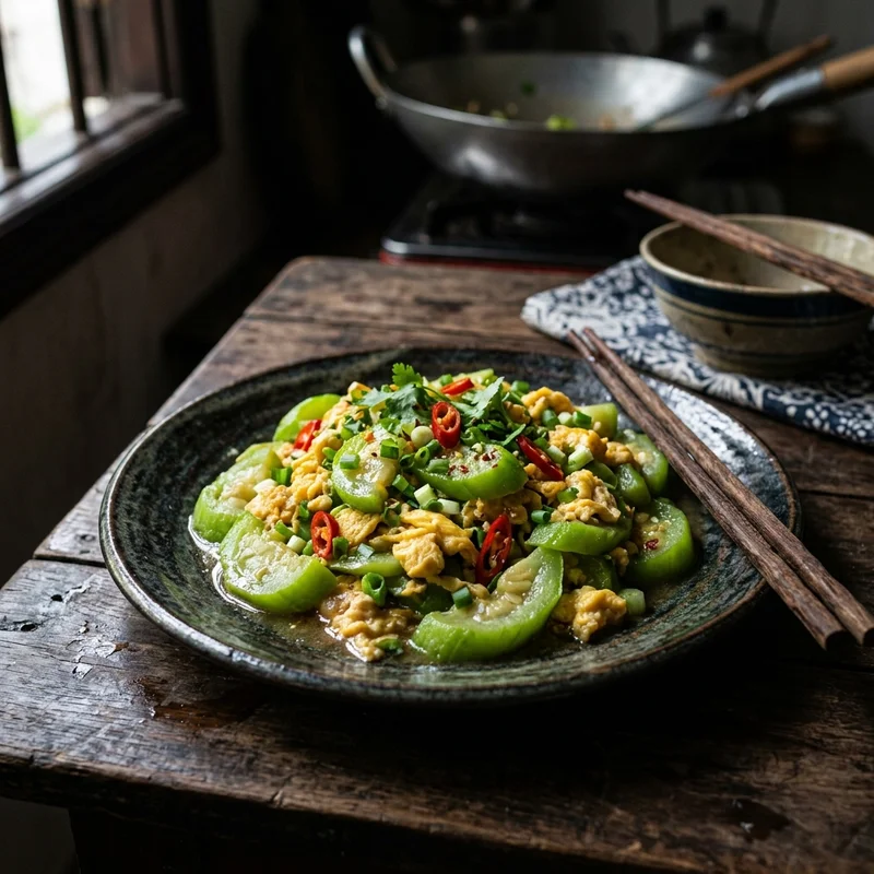 Mâm cơm Trứng xào mướp canh măng chua